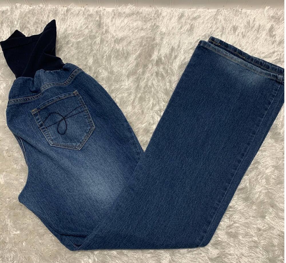 Indigo Blue Over Belly Maternity Jeans Sz Large
